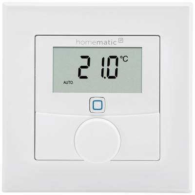Wyświetlacz termostatu pokazuje '21,0 °C'. Wskaźnik temperatury otoczenia z centralnym niebieskim przyciskiem i pokrętłem poniżej.