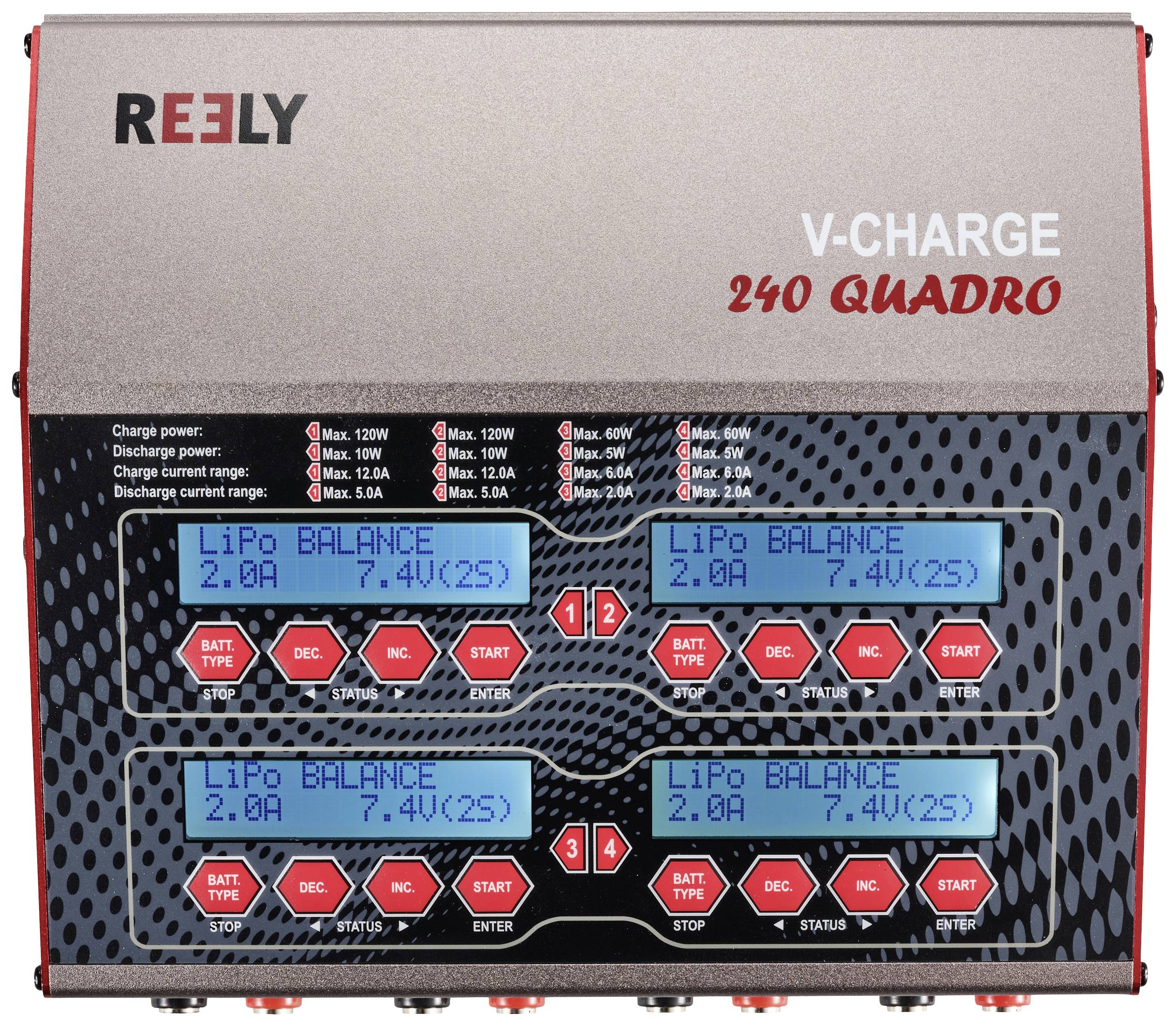 Багатофункціональний зарядний пристрій Reely V-Charge 240 Quadro 12 A для LiPo, LiIon, LiFePO, LiHV, NiCd, NiMH, свинцево-кислотни