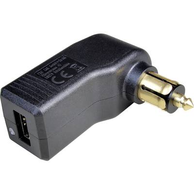 Czarny samochodowy adapter USB z ładowarką do gniazda zapalniczki ze złotym wtykiem.
