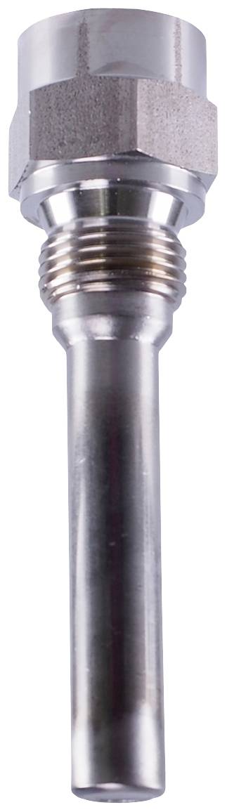 Metalowy, cylindryczny adapter z gwintem, u góry zakończony sześciokątną formą, przeznaczony do zastosowań technicznych.