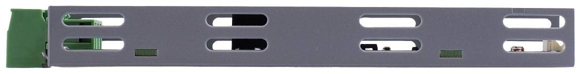 Szara płyta główna komputera z wieloma slotami i elementami elektronicznymi.