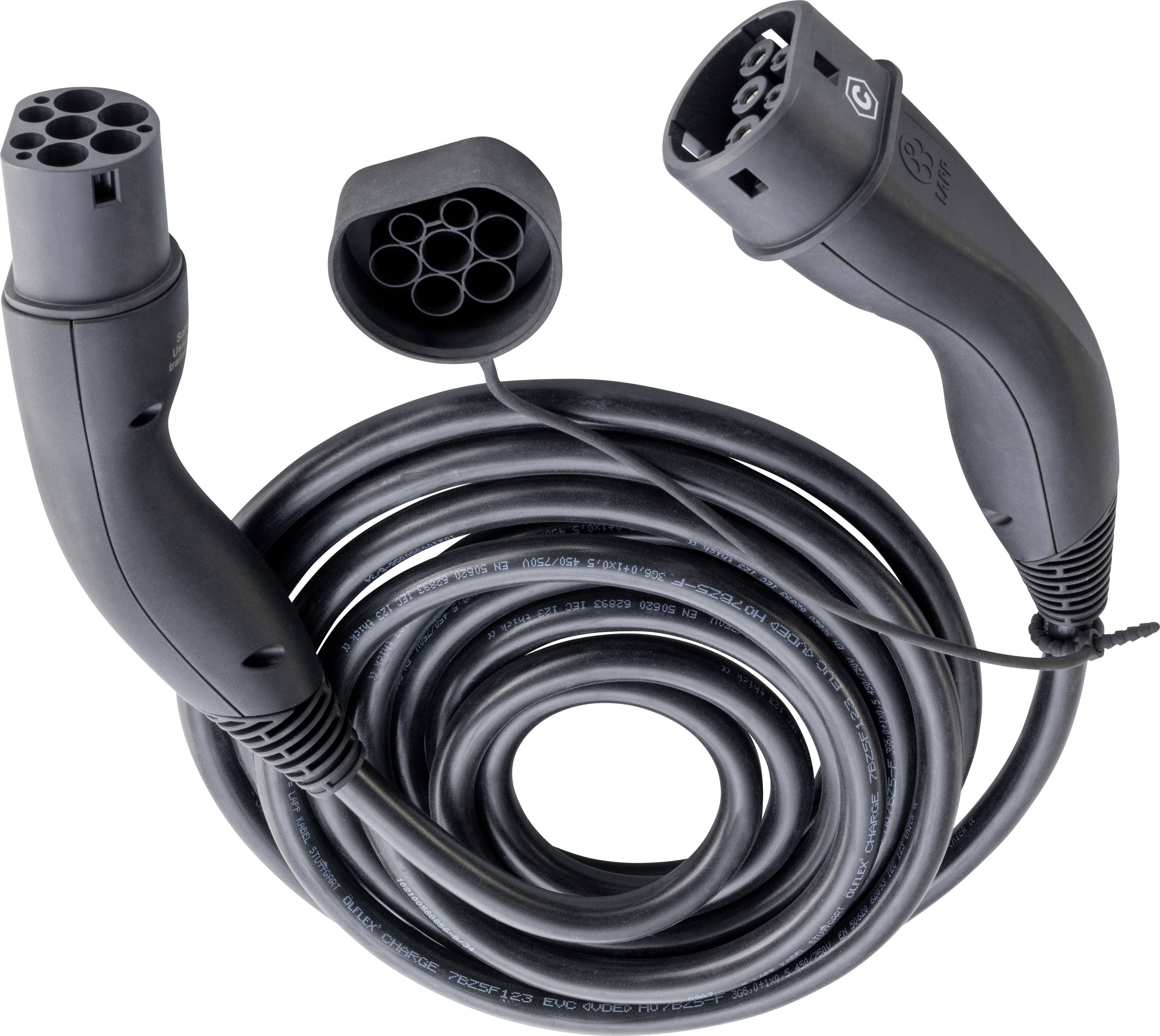 Kabel ładujące do pojazdów elektrycznych, wtyk Typ 2, spiralnie skręcony, w kolorze czarnym, kompatybilny z wieloma modelami samochodów elektrycznych.