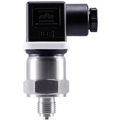 Czujnik ciśnienia w czarnej obudowie z tworzywa sztucznego z metalowym gwintem przyłączeniowym. Stosowany do monitorowania ciśnienia.