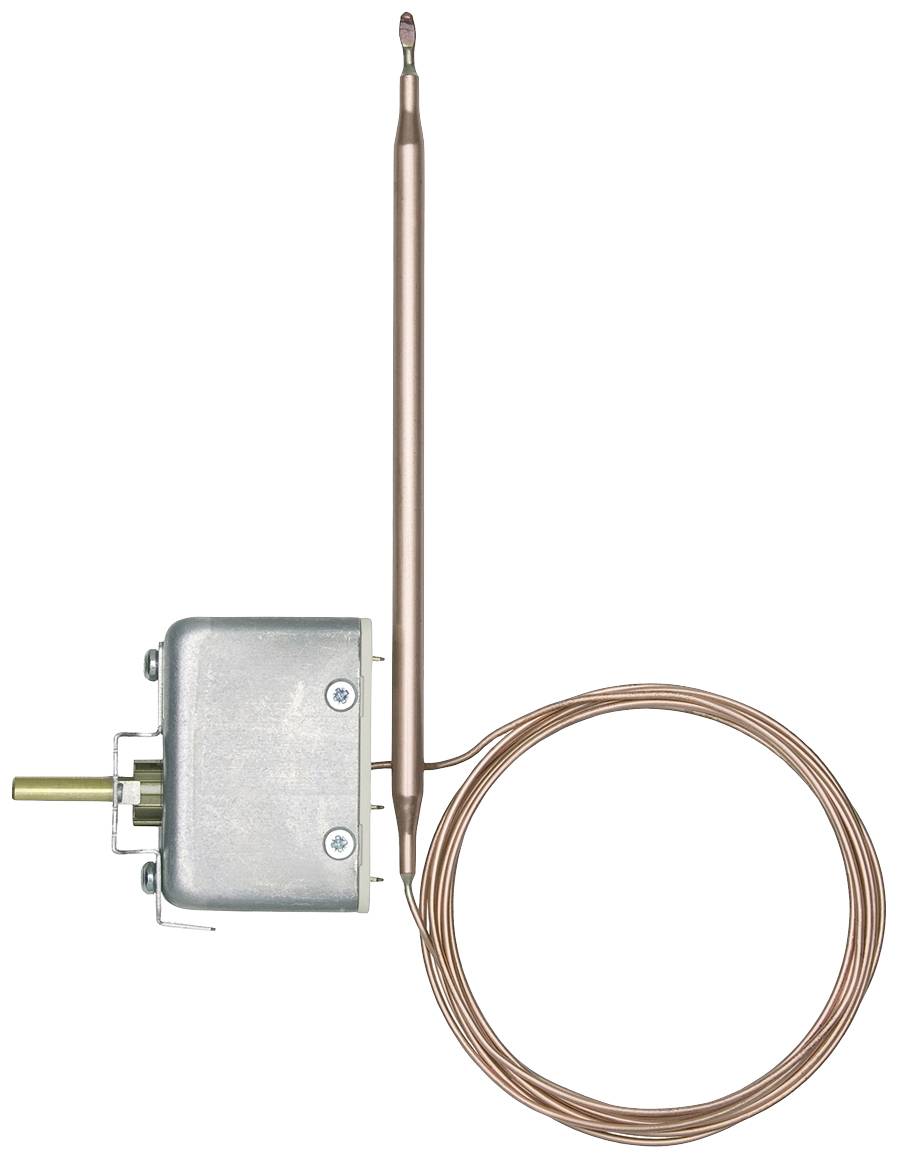 Czujnik temperatury miedziany z długą sondą, połączony z obudową metalową i kablem spiralnym. Idealny do pomiarów temperatury.