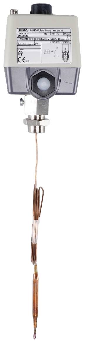 Elektroniczny regulator temperatury z czujnikiem na przewodzie miedzianym, używany do monitorowania i sterowania procesami cieplnymi.