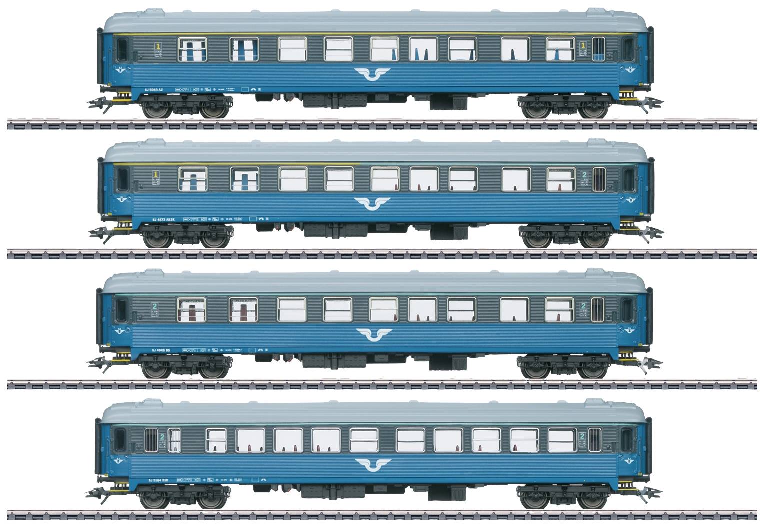 Комплект пасажирського вагона Märklin 43787 H0 з 4 пасажирських вагонів B1 від SJ