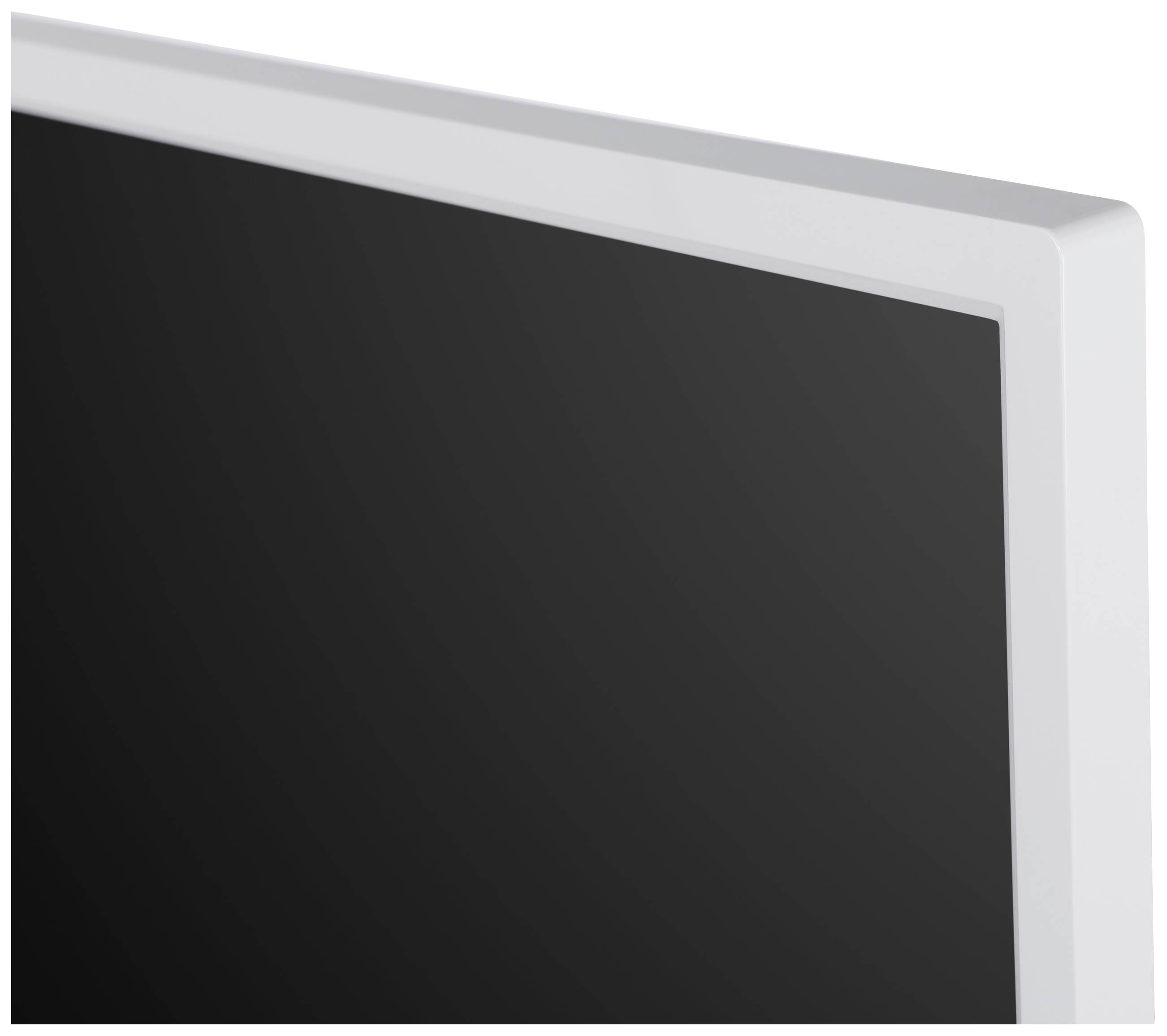 Czarny ekran z białą ramką, widoczny róg w górnym prawym rogu.