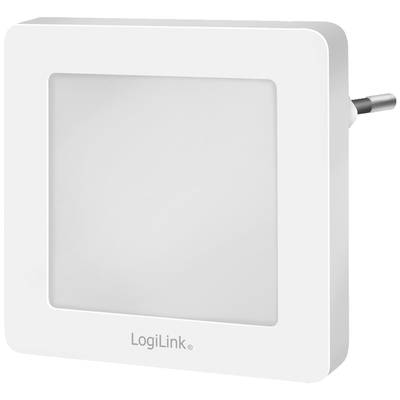 LogiLink Lampka nocna z białą obudową, prostokątny kształt, do włożenia w gniazdko elektryczne.