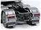 Widok z tyłu srebrnej ciężarówki z widocznym numerem rejestracyjnym 'PN22039' oraz napisami 'SCANIA' i 'SUPER' na błotnikach.