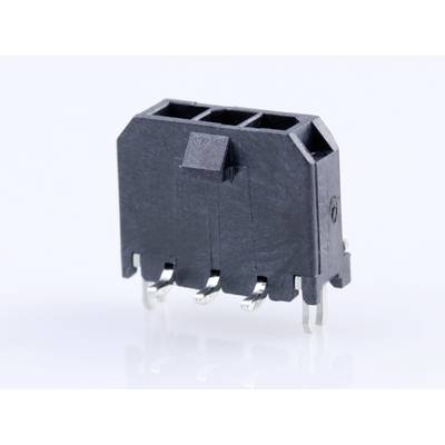 Czarny trójbiegunowy wtyk z metalowymi pinami do lutowania, odpowiedni do połączeń elektronicznych na płytkach drukowanych.