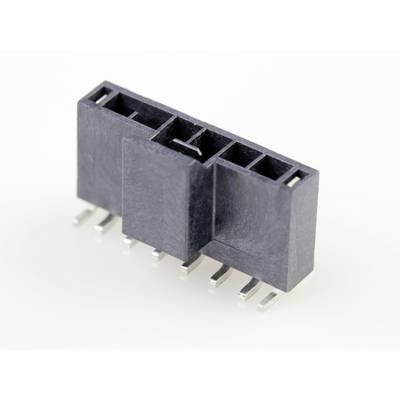 Czarny, prostokątny elektryczny złącz z wieloma metalowymi stykami na białym tle.