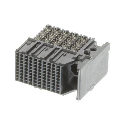 Czarny elektroniczny wtyk z wieloma metalowymi pinami, o prostokątnym kształcie, stosowany w urządzeniach elektronicznych do łączenia elementów.