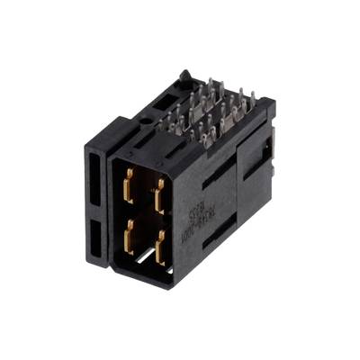 Czarny złącze z wieloma metalowymi stykami, odpowiednie do połączeń elektronicznych.