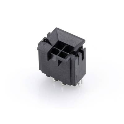 Czarny elektroniczny wtyk elementu z wieloma złączami i kwadratowym gniazdem, na białym tle.