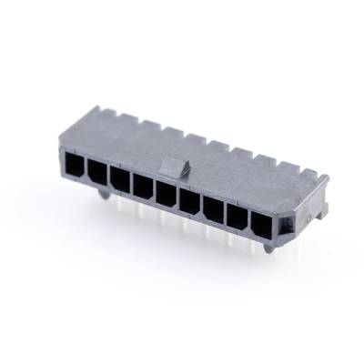 Złącze z dziesięcioma prostokątnymi otworami, przeznaczone do zastosowań elektronicznych i obwodów elektronicznych. Wykonane z tworzywa sztucznego.