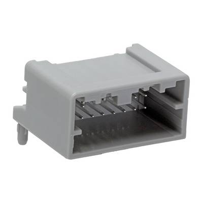 Szary złącz elektryczny, prostokątny, z wieloma punktami stykowymi, odpowiedni do podłączania przewodów w urządzeniach elektronicznych.