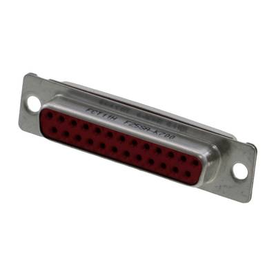 Złącze D-Sub z metalową obudową i wieloma stykami. Ten typ złącza jest często stosowany w komputerach i urządzeniach elektronicznych.