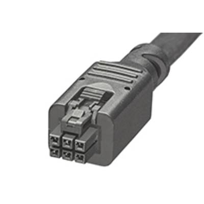 Czarny wtyk sześciobiegunowy z tworzywa sztucznego, przeznaczony do podłączeń elektrycznych w urządzeniach elektronicznych.