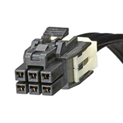 Czarny sześciobiegunowy wtyk, typowy kabel zasilający do komputera PC, na białym tle.
