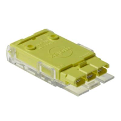 Żółty elektroniczny adapter z napisem 'Infab', podłączony do urządzenia technicznego.