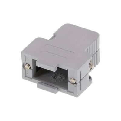 Szary elektryczny adapter o prostokątnym kształcie z metalowymi stykami, służący do łączenia przewodów w zastosowaniach technicznych.