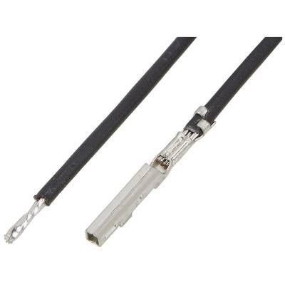 Czarny kabel z metalowym złączem i odizolowanym końcem przewodu, odpowiedni do połączeń elektrycznych.