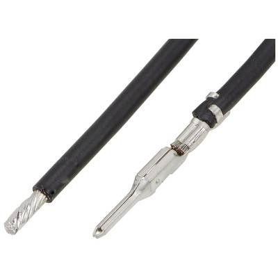 Czarny kabel z nieosłoniętym końcem przewodu oraz wtyk leżą obok siebie.