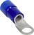 Niebieski izolowany końcówka kablowa z metalową pętlą do połączeń elektrycznych, przeznaczona do mocowania przewodu do śruby lub trzpienia.