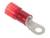 Czerwony końcówka kablowa z oczkiem metalowym, odpowiednia do połączeń elektrycznych i zabezpieczania końcówek przewodów.