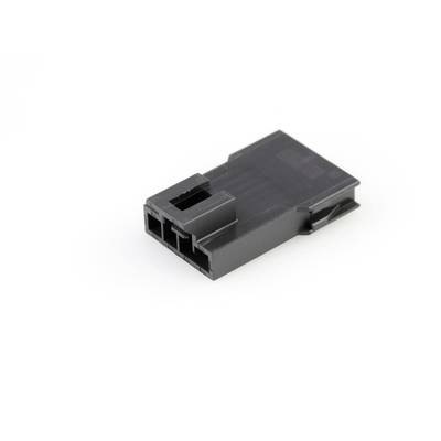 Czarne plastikowe obudowy wtykowe z trzema gniazdami do połączeń elektrycznych na białym tle.