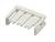 Biała plastikowa komponenta z czterema pionowymi szczelinami widziana z perspektywy bocznej, prawdopodobnie złącze elektroniczne.