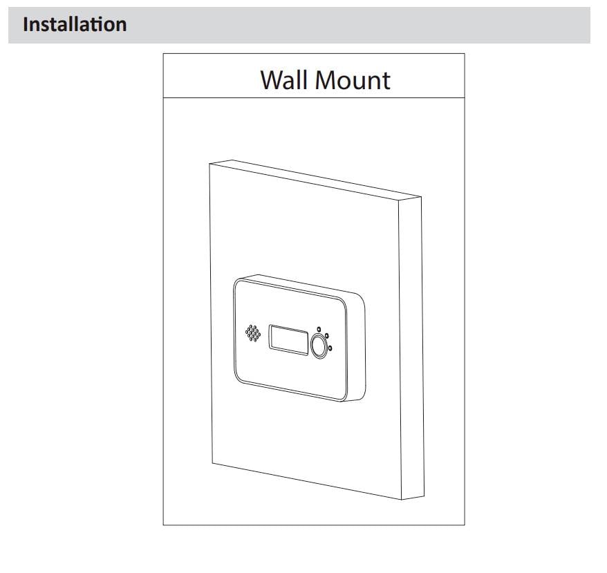 Ilustracja przedstawia prostokątną jednostkę sterującą zamontowaną na ścianie. Powyżej widnieje napis 'Instalacja - Montaż naścienny'.