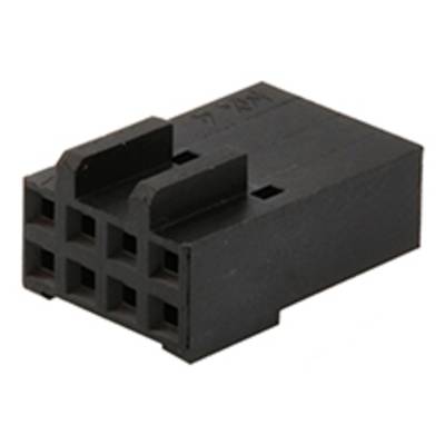 Czarny wtyk plastikowy z wieloma otworami, odpowiedni do połączeń elektrycznych.