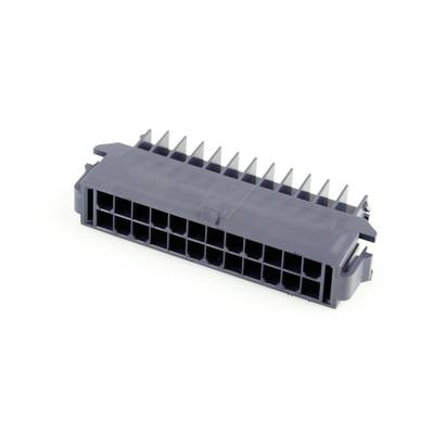 Szary wtyk 24-stykowy o prostokątnym kształcie z wieloma otworami przyłączeniowymi, odpowiedni do połączeń elektronicznych.