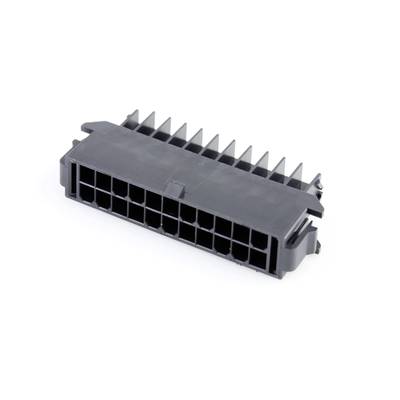 Czarny rozgałęziacz z wieloma pinami, używany do połączeń elektronicznych.