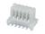 Biały wielobiegunowy złącz z sześcioma metalowymi stykami w prostokątnej obudowie z tworzywa sztucznego. Przeznaczony do połączeń elektronicznych.