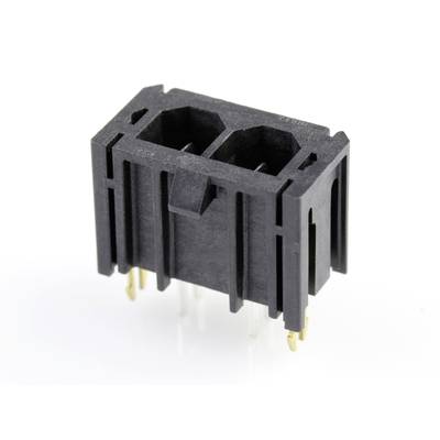 Czarny wtyk z tworzywa sztucznego z wieloma stykami, odpowiedni do połączeń elektronicznych.