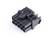 Czarny, prostokątny złącze z 12 nieoznakowanymi stykami w dwóch rzędach. Używany do połączeń elektrycznych.