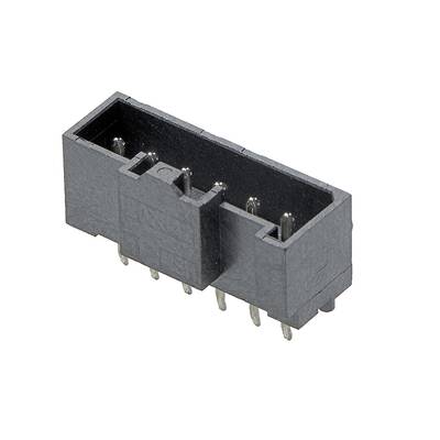 Czarny, prostokątny złącz z wieloma metalowymi stykami, idealny do połączeń elektronicznych na płytkach drukowanych.