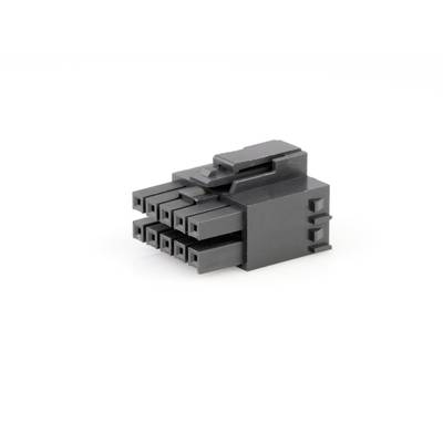 Czarny wtyk plastikowy z wieloma kwadratowymi gniazdami i górnym zaczepem, przeznaczony do łączenia urządzeń elektronicznych.