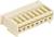 Beżowy plastikowy złącz z wieloma kwadratowymi gniazdami, zwykle stosowany do połączeń sprzętu elektronicznego lub komputerowego.