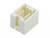 Biały, prostokątny wtyk plastikowy z dwoma gniazdami stykowymi, stosowany do podłączeń elektrycznych.
