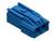 Niebieski złącz wtykowy z tworzywa sztucznego, w kształcie prostokąta, z dwiema kwadratowymi otworami z przodu.