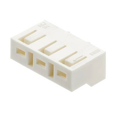 Biała plastikowa wtyczka adaptera z czterema prostokątnymi złączami, stosowana w zastosowaniach elektronicznych do łączenia wielu przewodów.