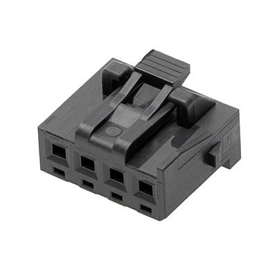 Czarny wtyk z tworzywa sztucznego z pięcioma prostokątnymi otworami. Jest przeznaczony do tworzenia połączeń elektrycznych.