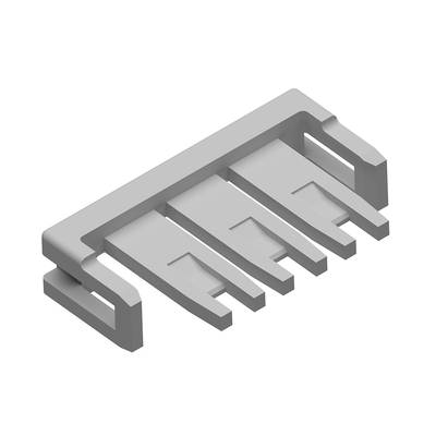 Szary, prostokątny złącz z czterema płaskimi stykami ułożonymi równolegle, idealny do połączeń elektronicznych.