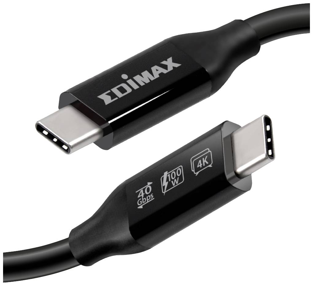 USB-кабель EDIMAX USB4®, Thunderbolt™ 3 чоловічий - USB-C® 1,00 м, чорний UC4-010TB V2