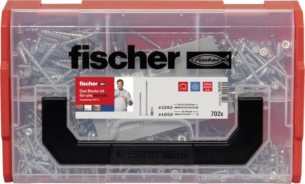 Fischer 562928 FixTainer PowerFast II TX Асортимент гвинтів з плоскою головкою, сталь, електрооцинкована 1 комплект