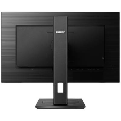Widok z tyłu monitora Philips z regulowaną podstawą, przystosowaną do ergonomicznego dopasowania stanowiska pracy.