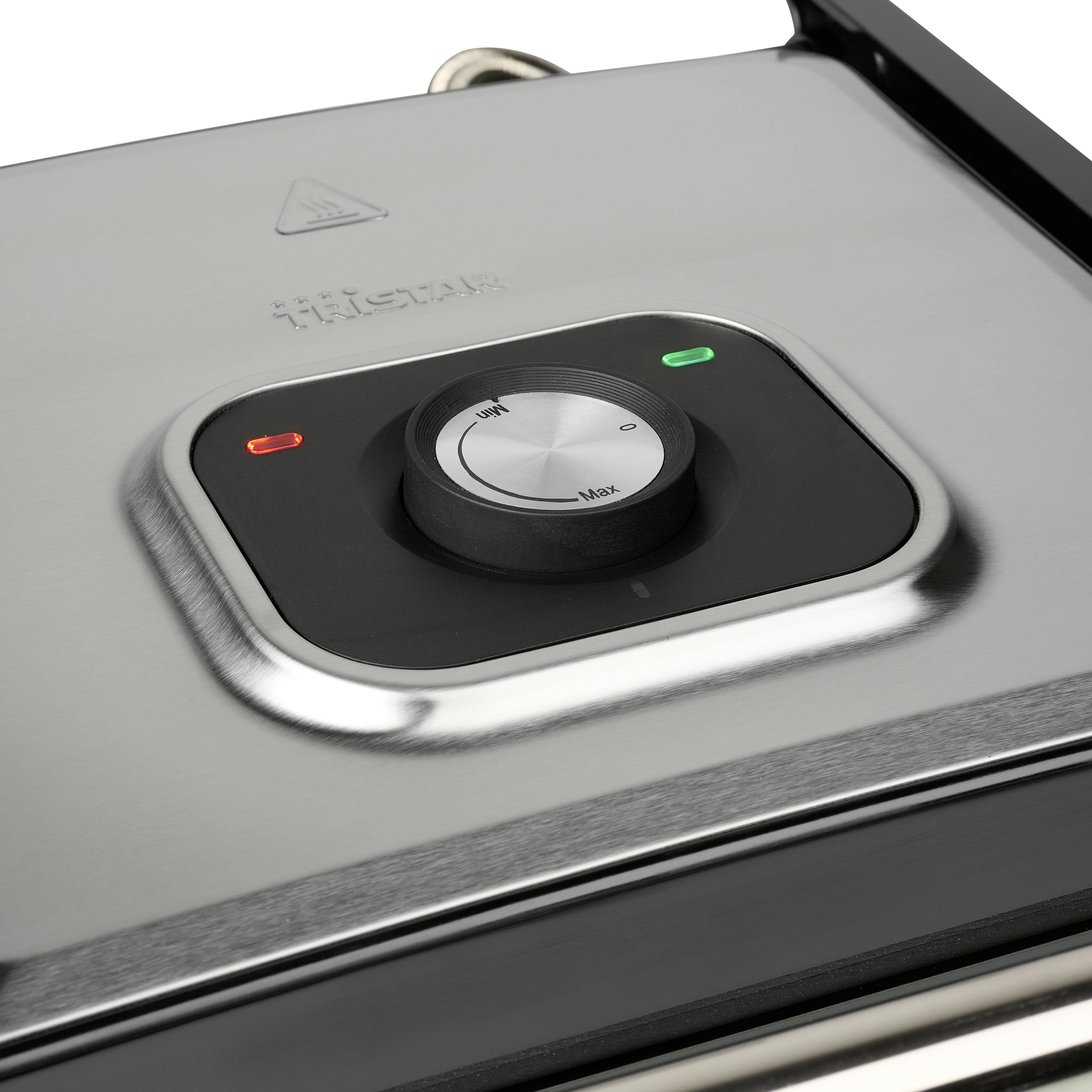 Електричний контактний гриль Tristar GR-2858, антипригарне покриття, індикатор, чорний, срібний